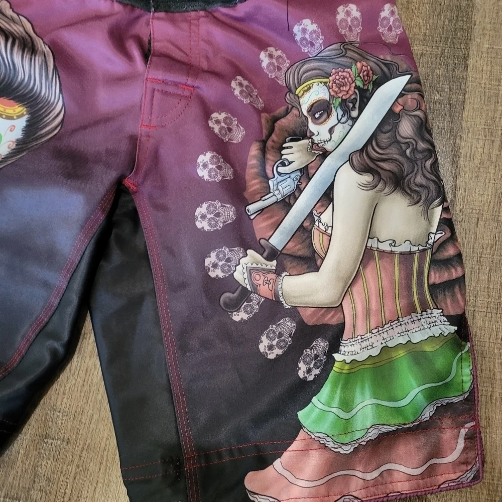 RAVEN Colorful Day of the Dead Board Shorts